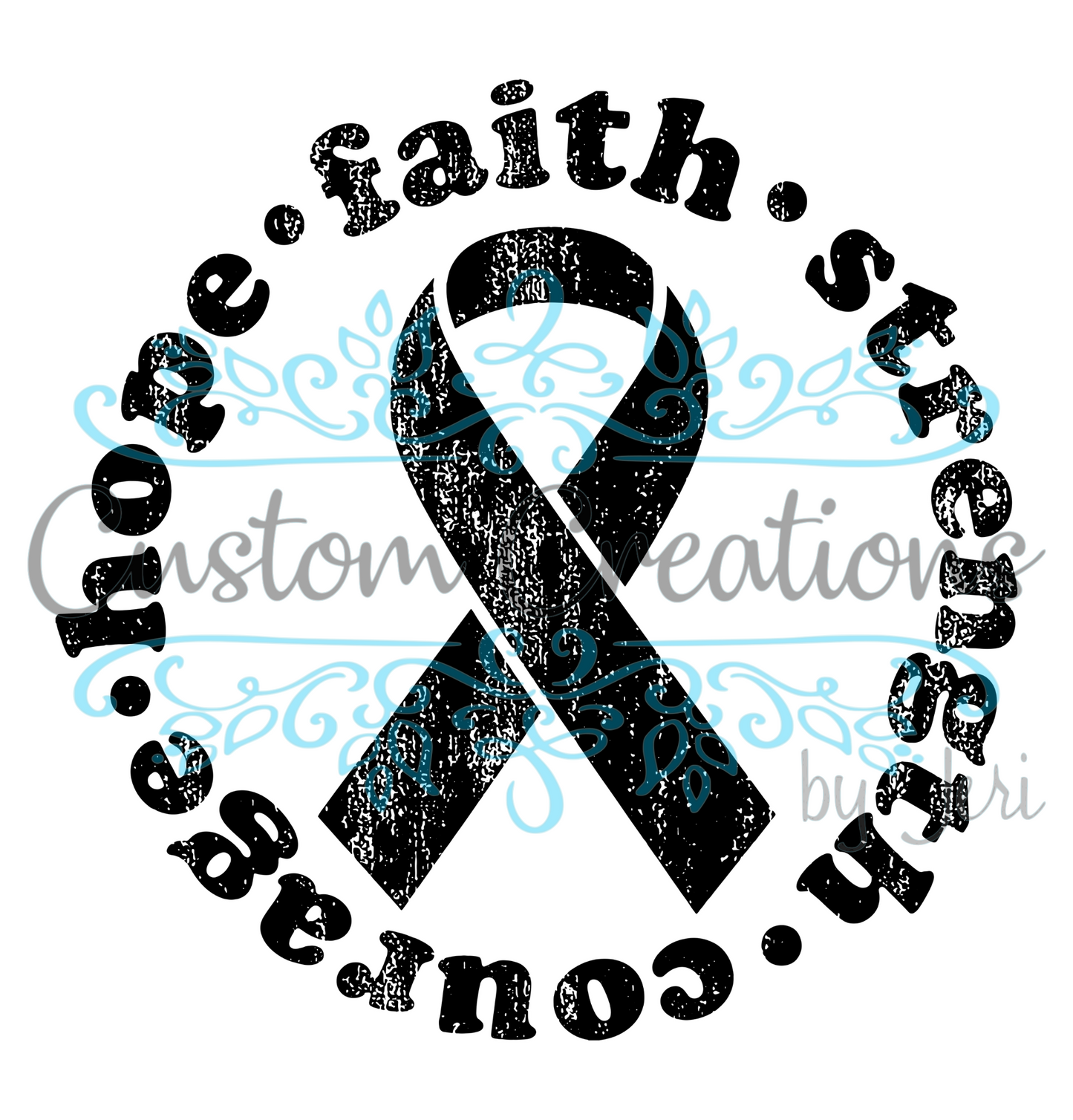 Hope Faith Black Distressed