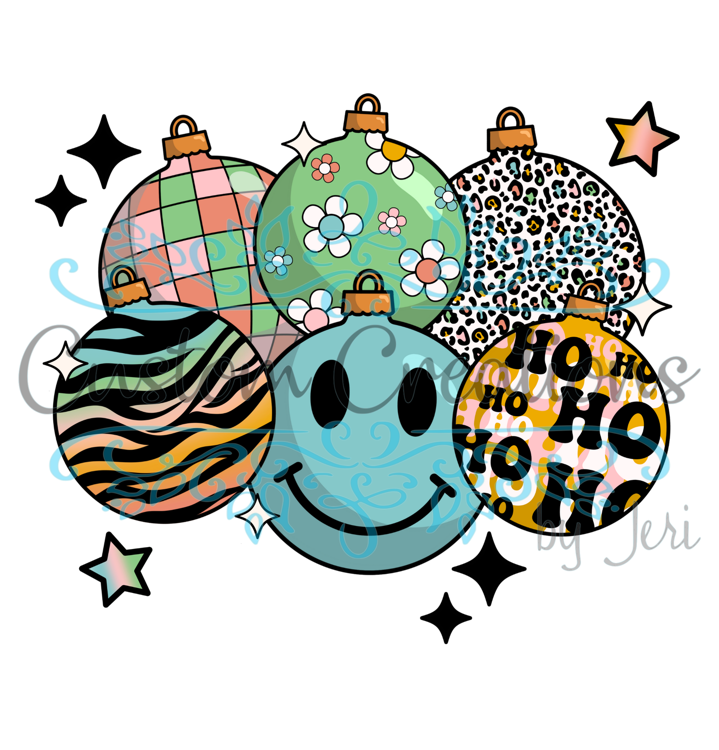 Retro Animal Print Ornaments