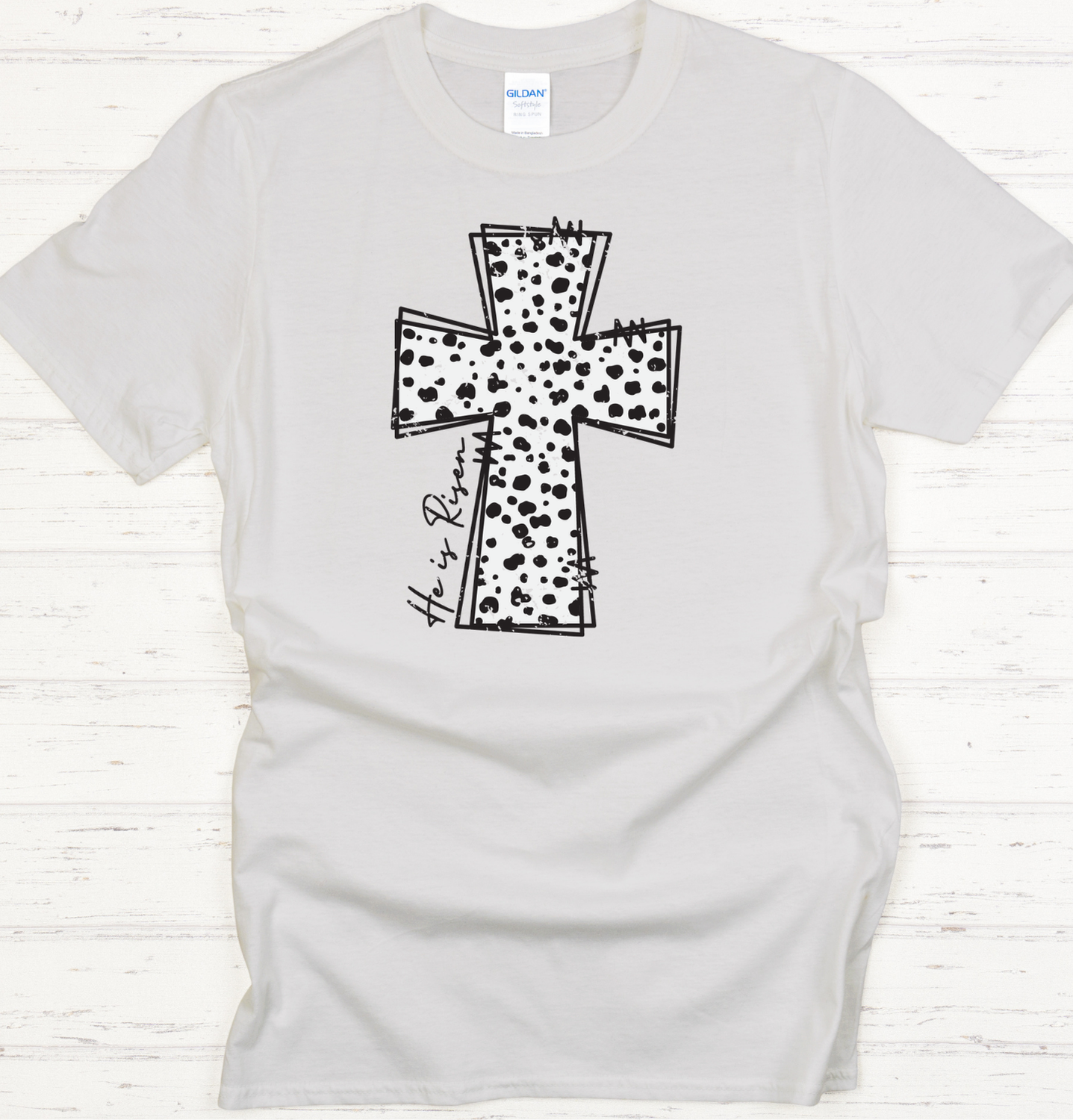 He is Risen Dalmatian Cross DTF Transfer