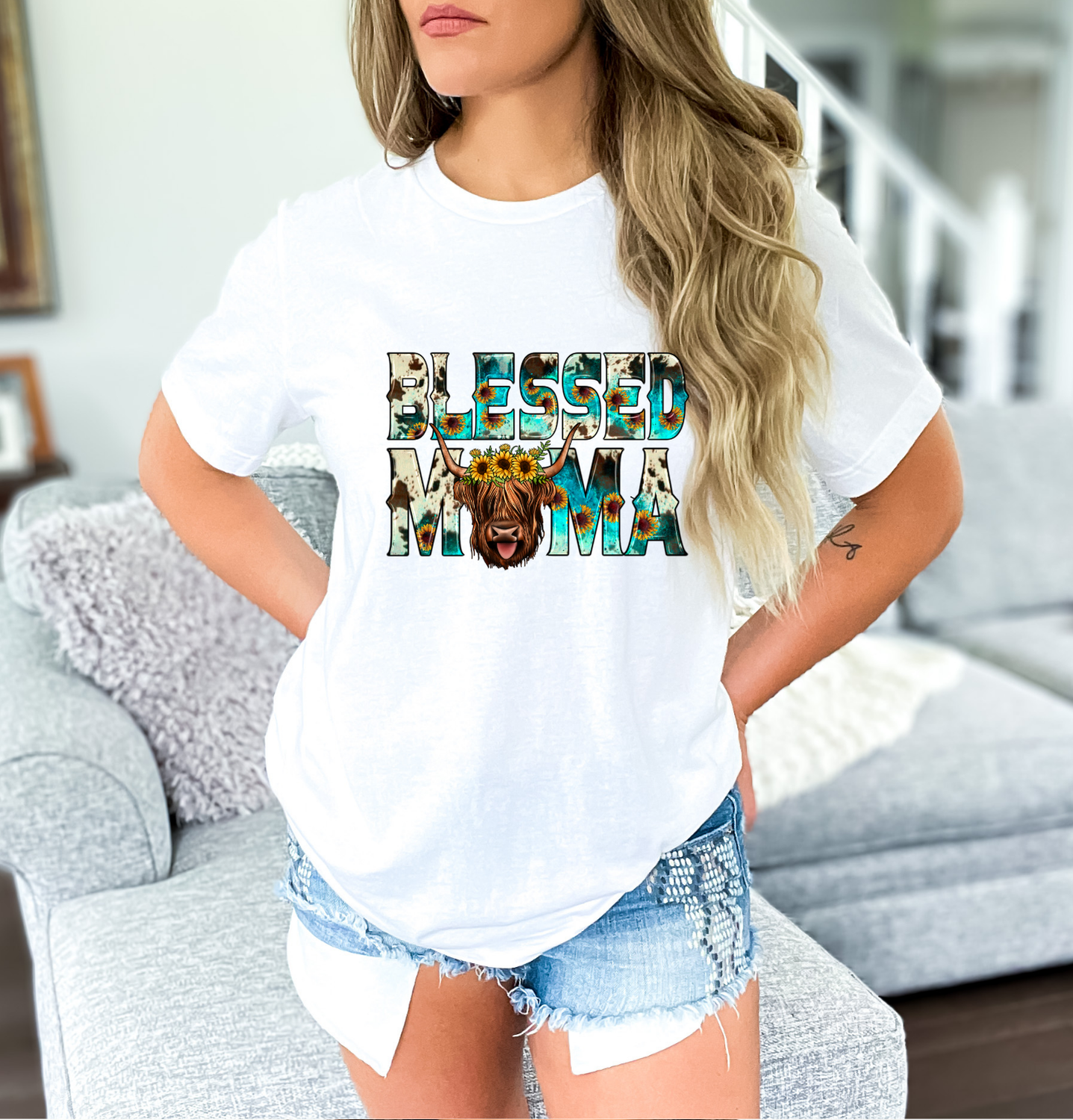 Blessed Mama Highland DTF Transfer