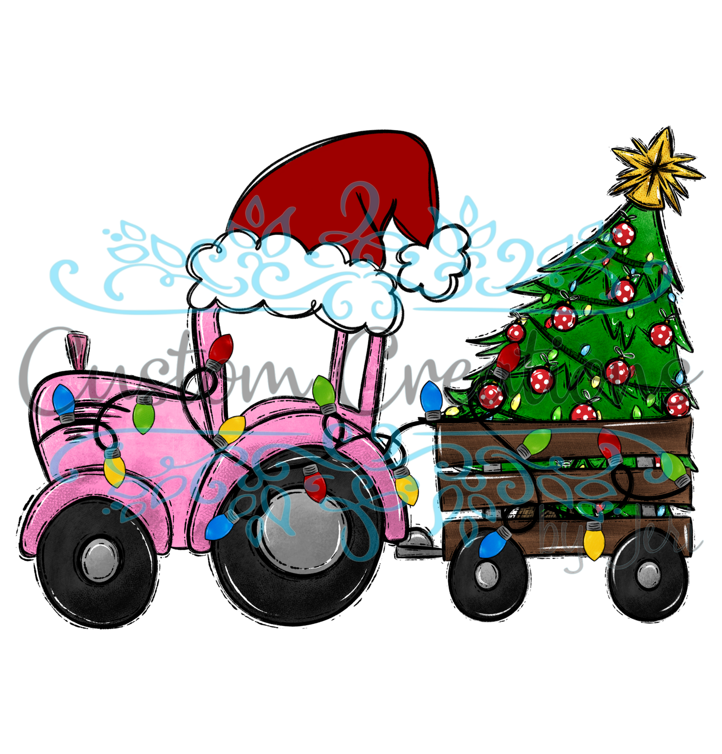 Pink Christmas Tractor