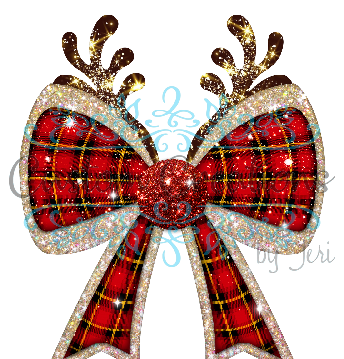 Christmas bow with Reindeer Antlers