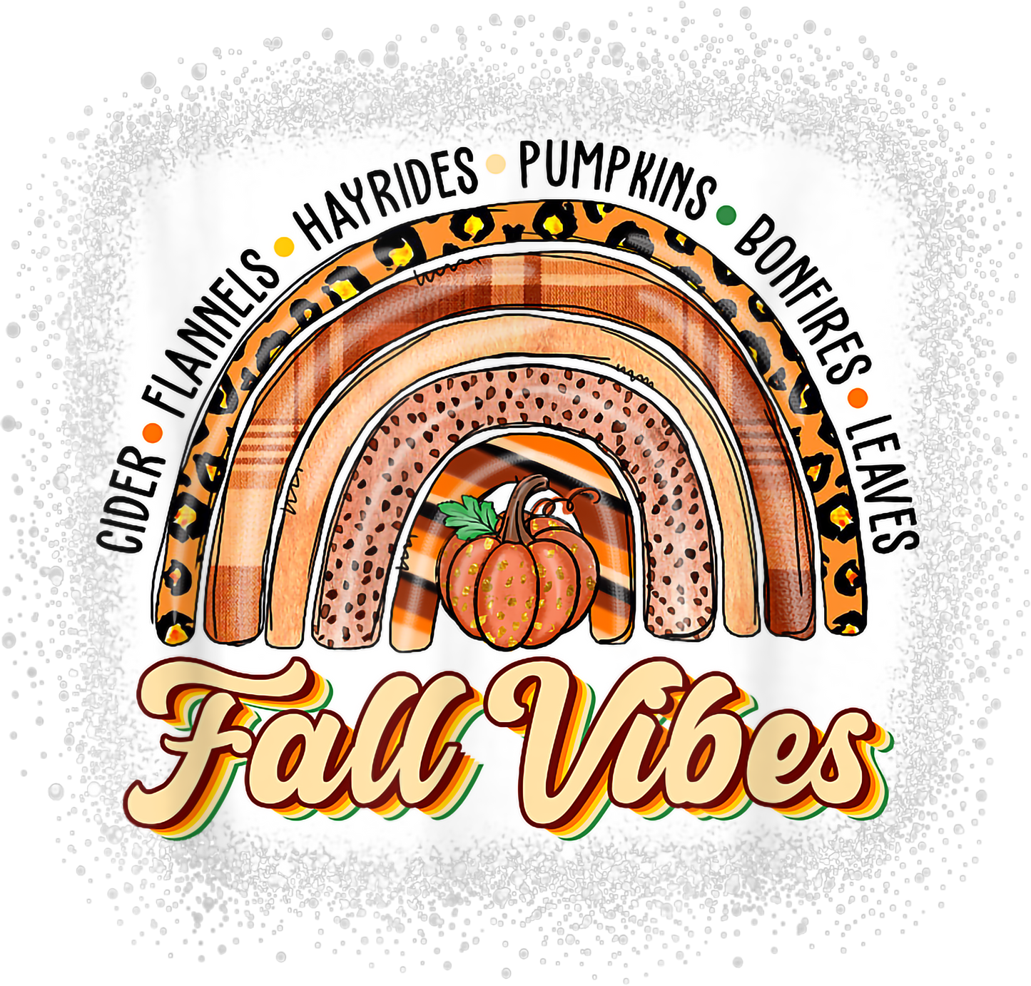 Fall Vibes Leopard Rainbow Pumpkin