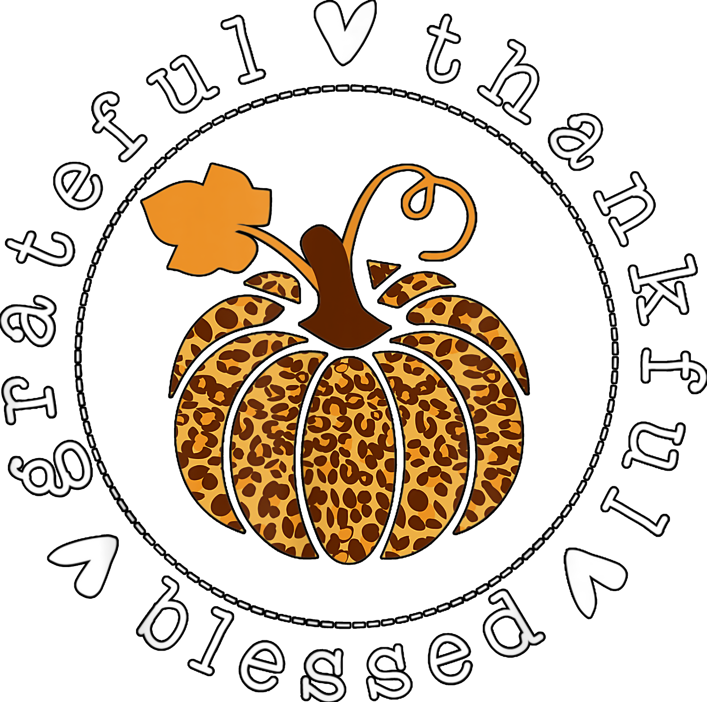 Thankful Greatful Blessed Leopard Pumpkin