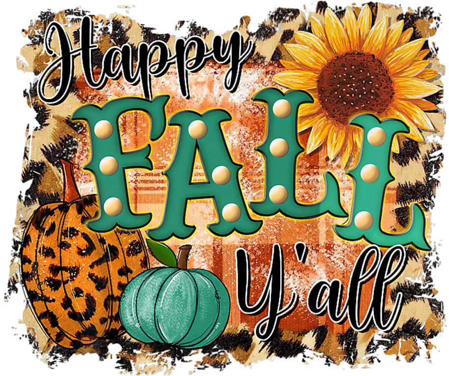Happy Fall Yall Leopard Pumpkin Sunflower