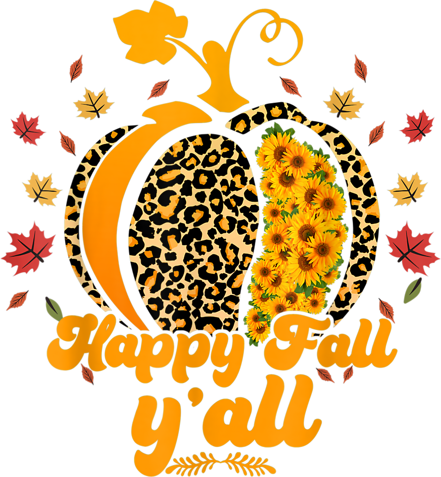 Happy Fall Yall Leopard and Sunflowers