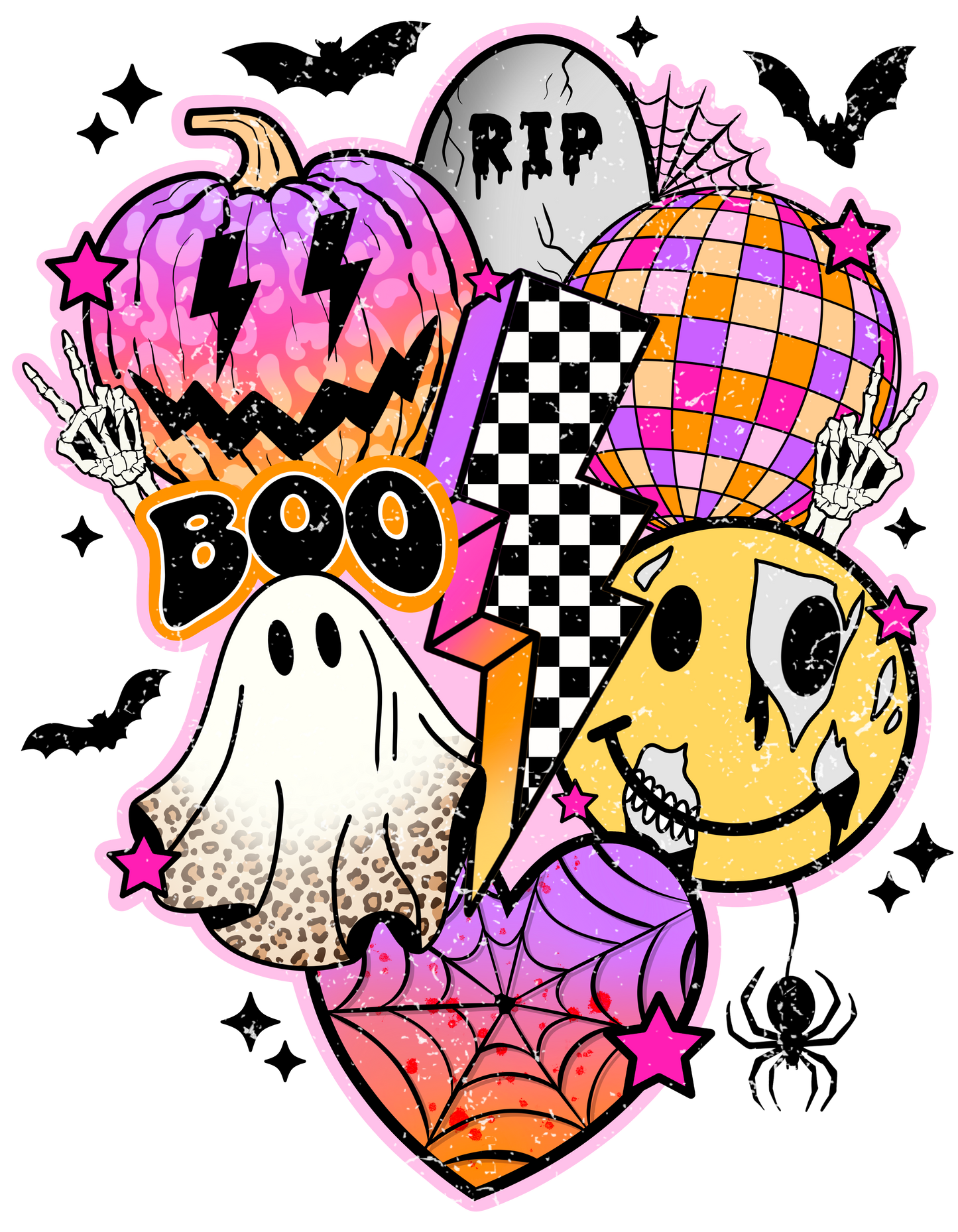 Halloween Retro Neon Distress