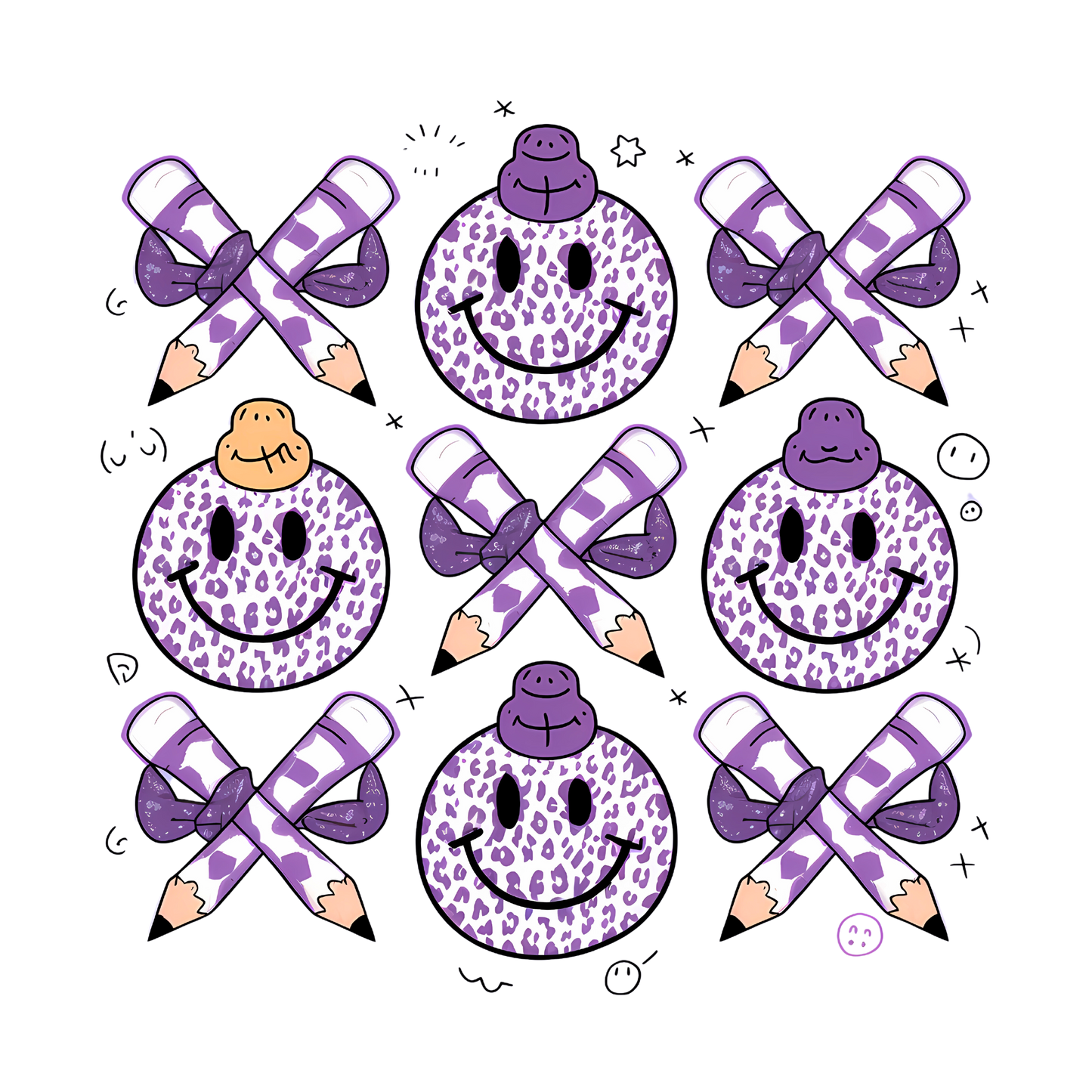 Conquette Purple Smiley Face School