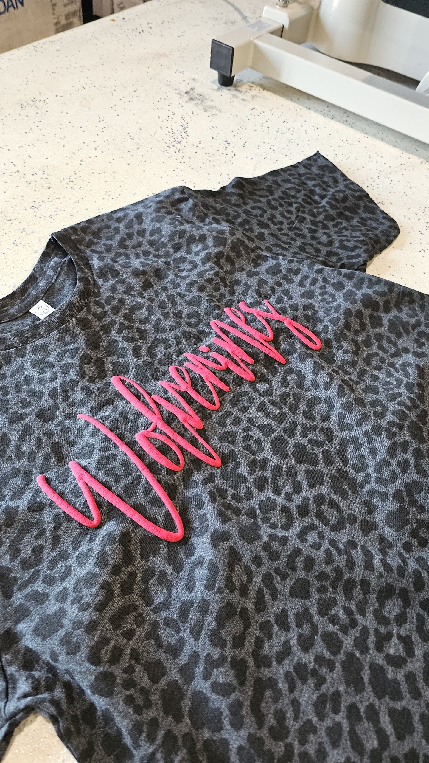 Puff Print on BLACK LEOPARD