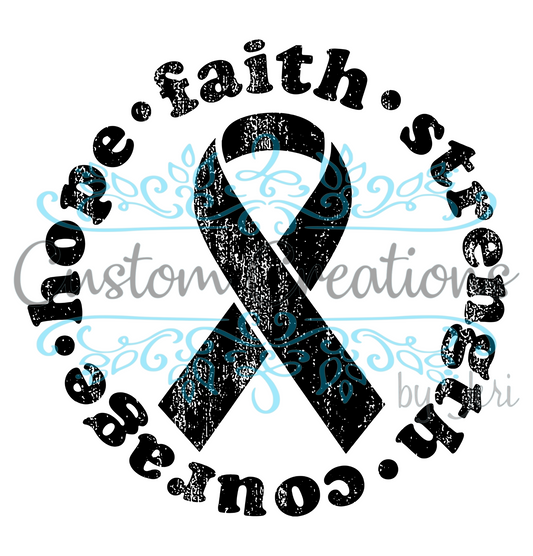 Hope Faith Black Distressed