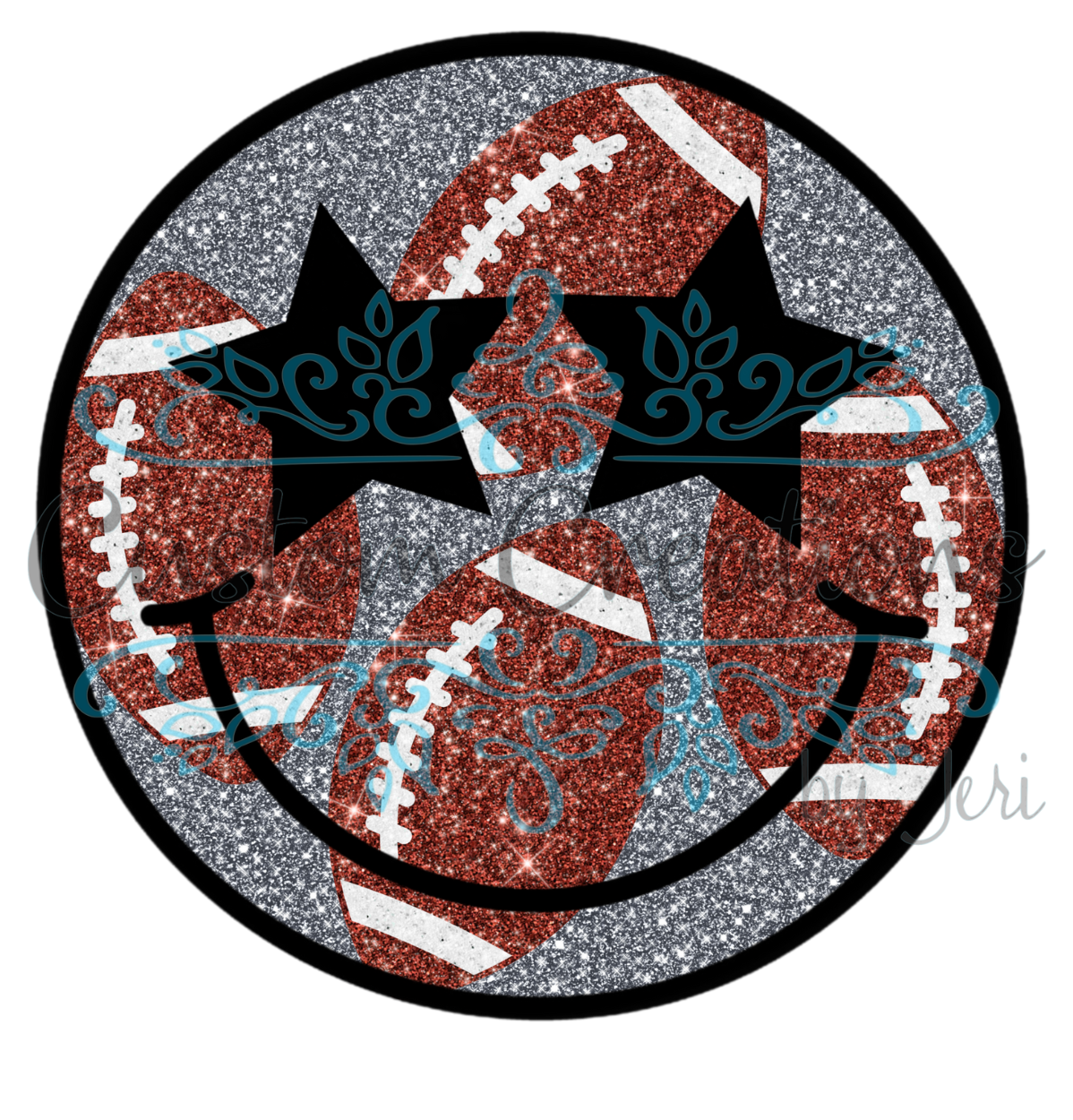 Retro Glitter Football Smiley