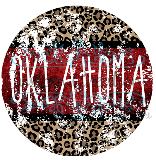 Distressed Maroon Leopard Oklahoma