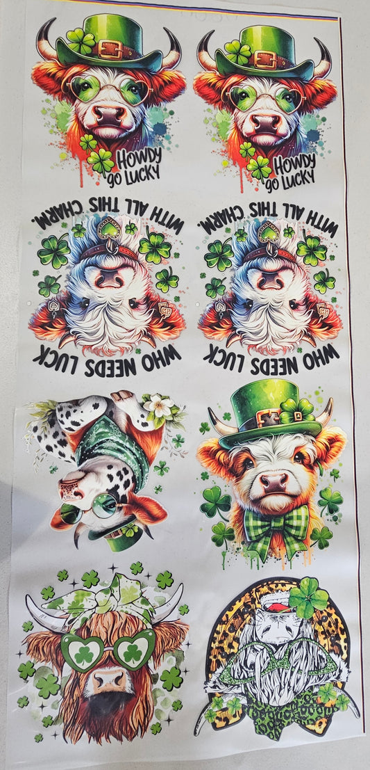 St. Patty Day Cows Pre Made Gang Sheet