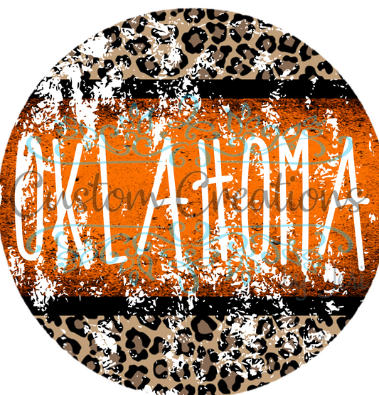 Distressed Orange Leopard Oklahoma