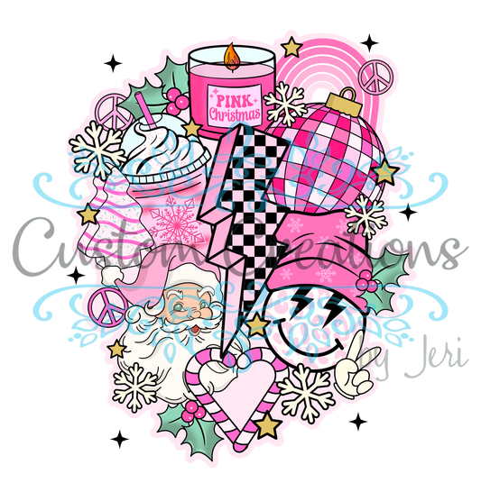 Retro Christmas Cluster Pink