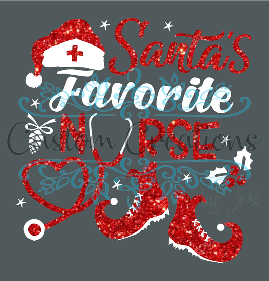 Santa's Favorite Nurse Glitter