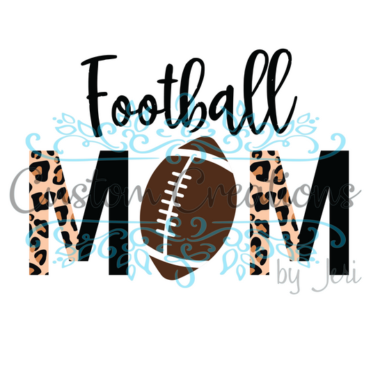 Football Mom Leopard Black Football O