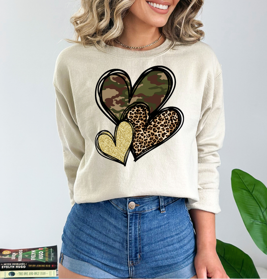 Camo Hearts Dtf Transfer
