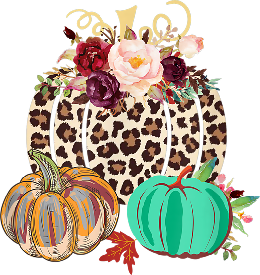 Fall Leopard Cheetah Pumpkin Floral