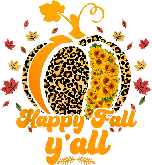 Happy Fall Yall Leopard and Sunflowers