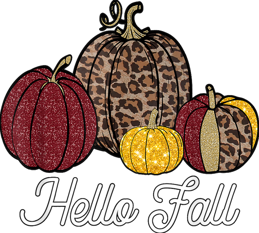 Hello Fall Glitter and Leopard Pumpkin