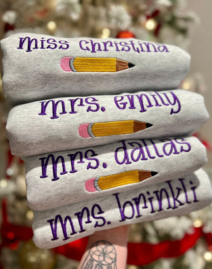 Embroidered Teacher Sweatshirt