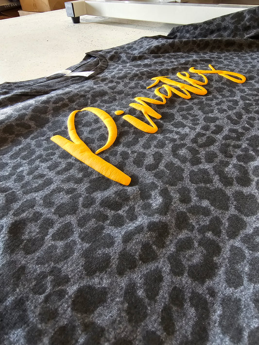 Puff Print on BLACK LEOPARD