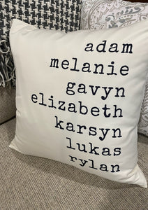 18x18 Family Name Pillow Cover
